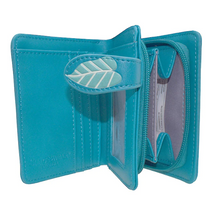 Load image into Gallery viewer, Small Women’s Wallet - Cats Plant Life Teal