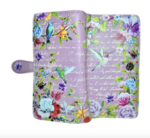 Load image into Gallery viewer, Large Women’s Wallet - Hummingbird Garden Purple