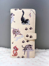 Load image into Gallery viewer, Large Women's Wallet - Playful Cats Cream