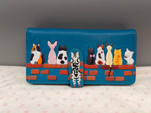 Load image into Gallery viewer, Large Women's Wallet - Cats in a Row Teal