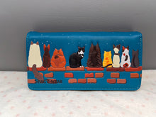 Load image into Gallery viewer, Large Women's Wallet - Cats in a Row Teal