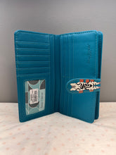 Load image into Gallery viewer, Large Women's Wallet - Cats in a Row Teal