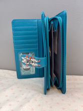Load image into Gallery viewer, Large Women's Wallet - Cats in a Row Teal