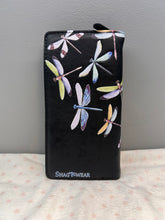 Load image into Gallery viewer, Large Women&#39;s Wallet - Dragonflies Black
