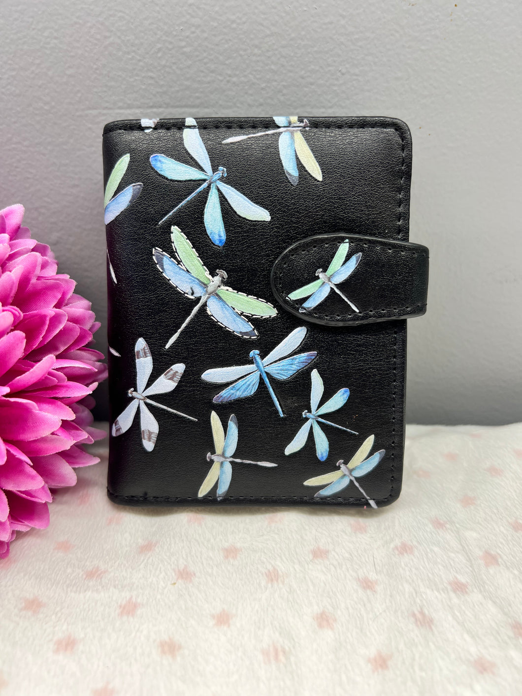 Small Women’s Wallet - Dragonfly Black