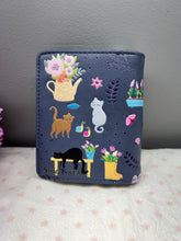Load image into Gallery viewer, Small Women’s Wallet - Cats in the Garden Slate Blue
