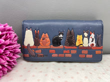 Load image into Gallery viewer, Large Women&#39;s Wallet - Cats in a Row Blue
