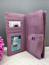 Load image into Gallery viewer, Large Women’s Wallet - Hummingbird Garden Purple