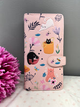 Load image into Gallery viewer, Large Women’s Wallet - Garden Cats Pink