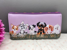 Load image into Gallery viewer, Large Women’s Wallet - Puppy Love Purple