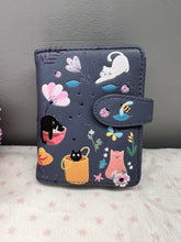 Load image into Gallery viewer, Small Women’s Wallet - Cats in the Garden Slate Blue
