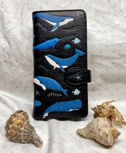Load image into Gallery viewer, Large Women’s Wallet - Whales Black