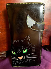 Load image into Gallery viewer, Large Women&#39;s Wallet - Black Fluffy Cat
