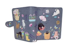 Load image into Gallery viewer, Small Women’s Wallet - Cats in the Garden Slate Blue
