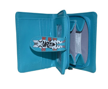 Load image into Gallery viewer, Small Women’s Wallet - Cats in a Row Teal