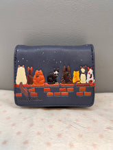 Load image into Gallery viewer, Small Women’s Wallet - Cats in a Row Slate Blue
