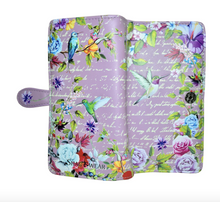 Load image into Gallery viewer, Large Women’s Wallet - Hummingbird Garden Purple
