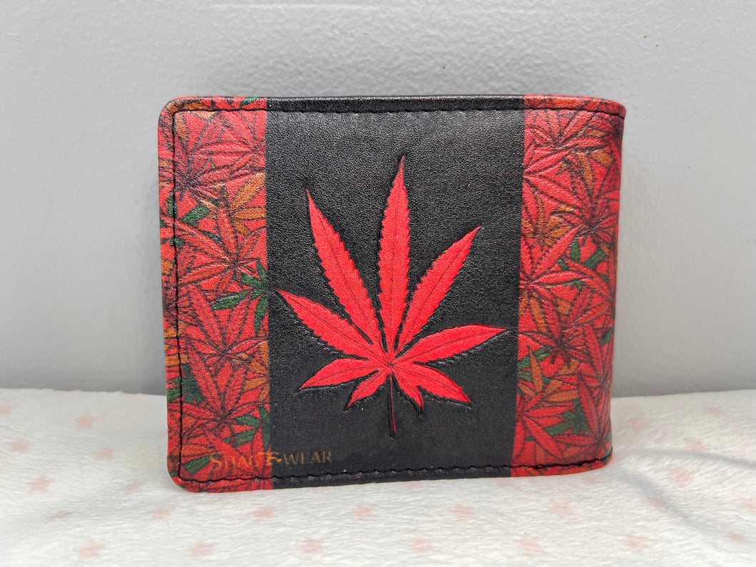 Mens Wallet - Cannabis Red Leaf