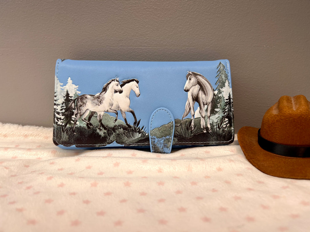 Large Women’s Wallet - Horse Meadow Blue