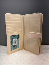 Load image into Gallery viewer, Large Women&#39;s Wallet - Dragonflies and Flowers Cream
