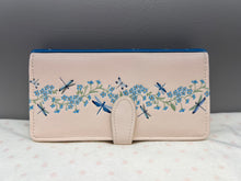 Load image into Gallery viewer, Large Women&#39;s Wallet - Dragonflies and Flowers Cream
