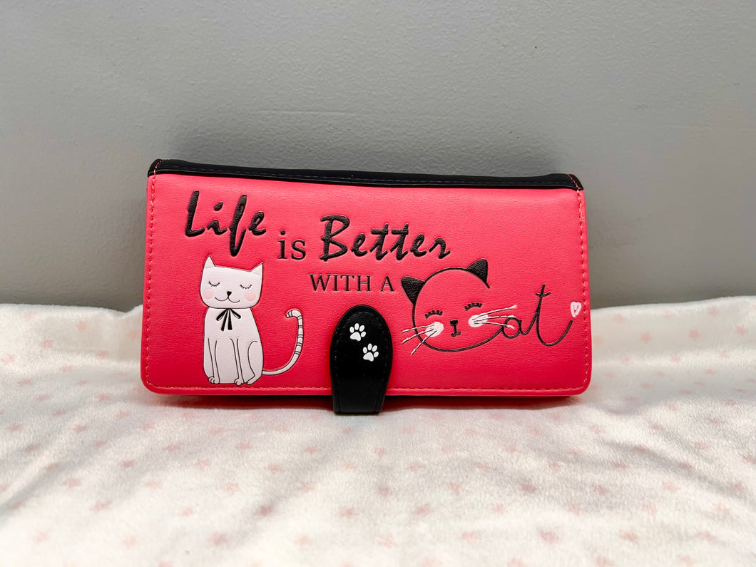 Large Women’s Wallet - Life is better with a Cat