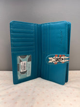 Load image into Gallery viewer, Large Women&#39;s Wallet - Cats in a Row Teal

