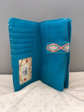 Load image into Gallery viewer, Large Women’s Wallet - Western Horses Teal
