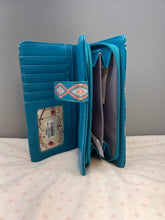 Load image into Gallery viewer, Large Women’s Wallet - Western Horses Teal
