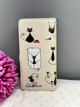 Load image into Gallery viewer, Large Women&#39;s Wallet - Yoga Cats White
