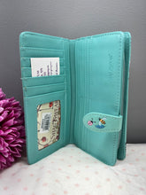 Load image into Gallery viewer, Large Women’s Wallet - Garden Cats Mint
