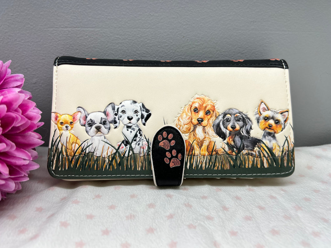 Large Women’s Wallet - Puppy Love Cream