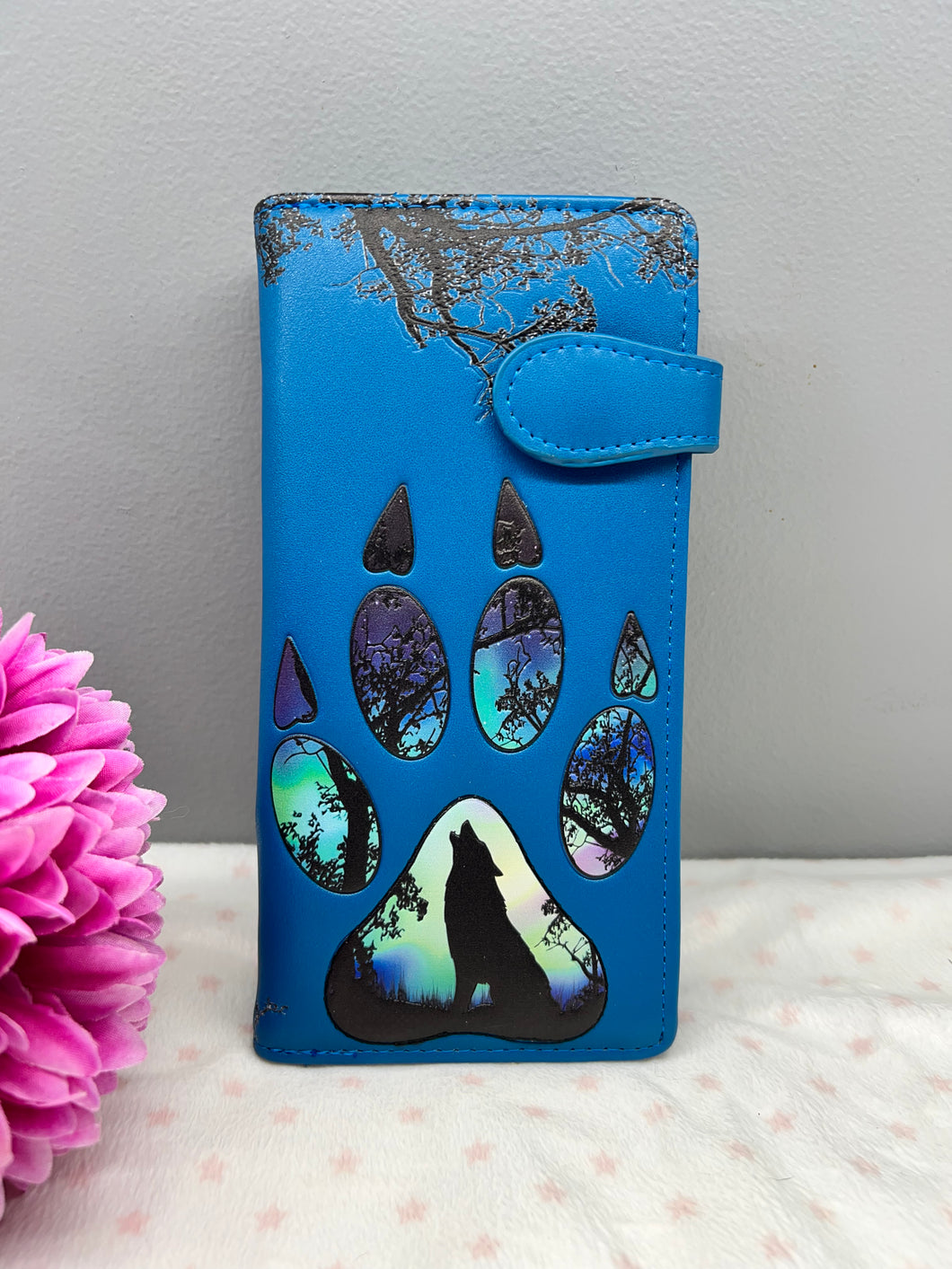 Large Women’s Wallet - Wolf Paw Deep Blue