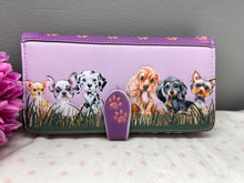 Load image into Gallery viewer, Large Women’s Wallet - Puppy Love Purple
