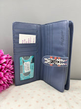 Load image into Gallery viewer, Large Women&#39;s Wallet - Cats in a Row Blue
