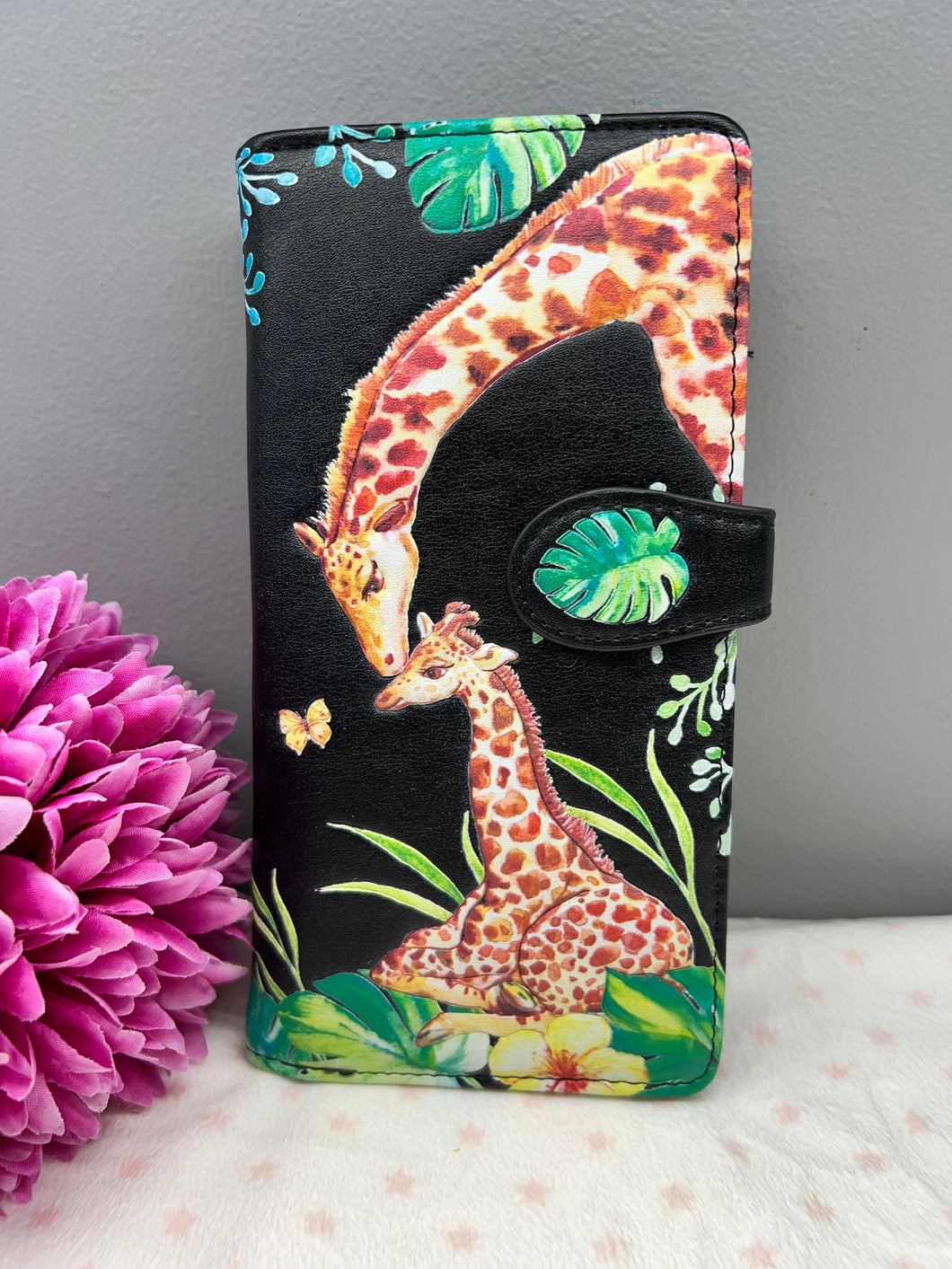Large Women's Wallet - Giraffe Black