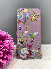 Load image into Gallery viewer, Large Women’s Wallet - Hummingbird Garden Purple
