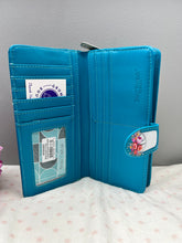 Load image into Gallery viewer, Large Women&#39;s Wallet - Cow Farm Blue
