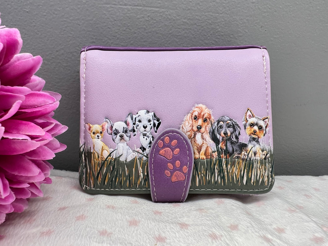 Small Women’s Wallet - Puppy Love Purple