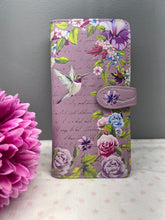 Load image into Gallery viewer, Large Women’s Wallet - Hummingbird Garden Purple
