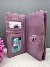 Load image into Gallery viewer, Large Women’s Wallet - Hummingbird Garden Purple
