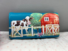 Load image into Gallery viewer, Large Women&#39;s Wallet - Cow farm Blue
