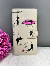 Load image into Gallery viewer, Large Women&#39;s Wallet - Yoga Cats White
