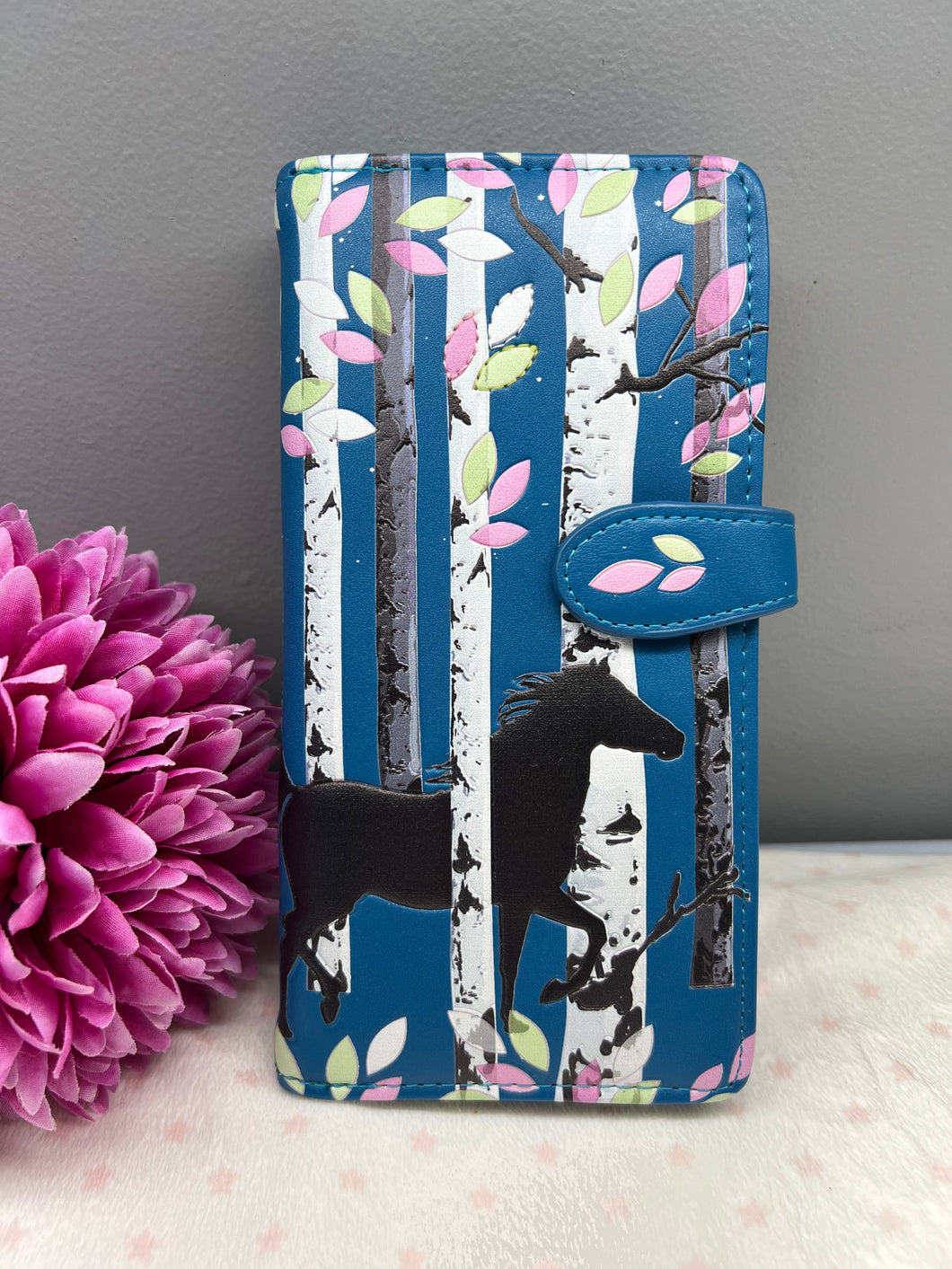 Large Women's Wallet - Forest Horse Blue