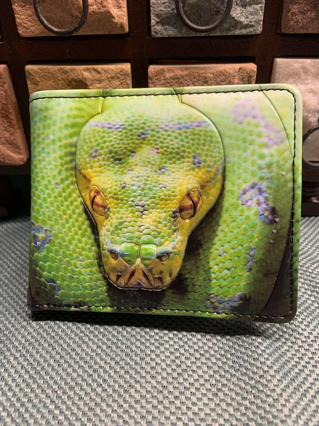 Mens Wallet - Green Tree Python Snake