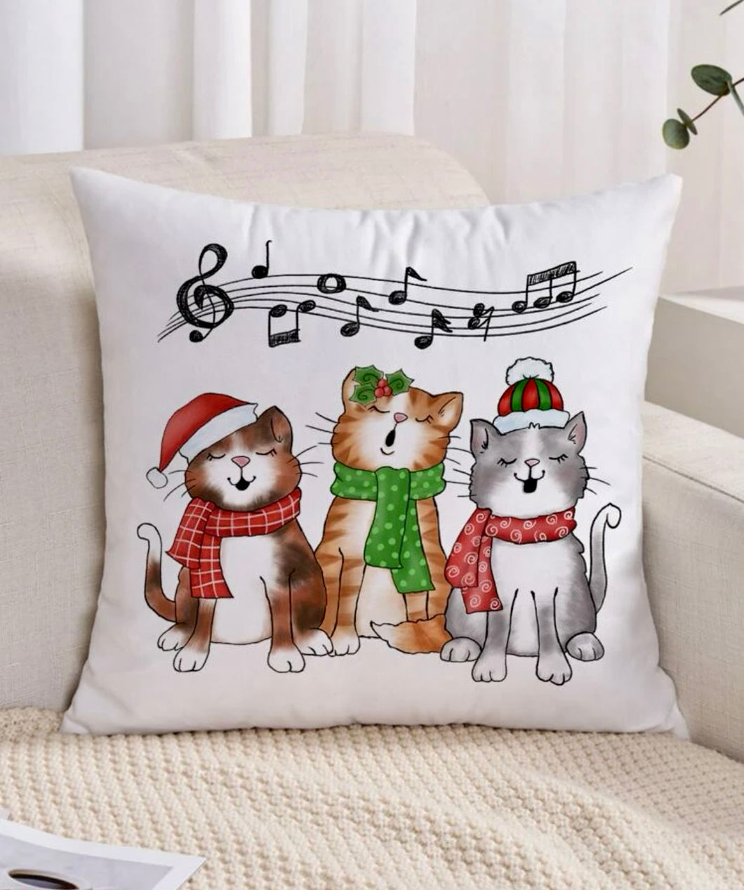 Pillow Case - Christmas Musical Cats