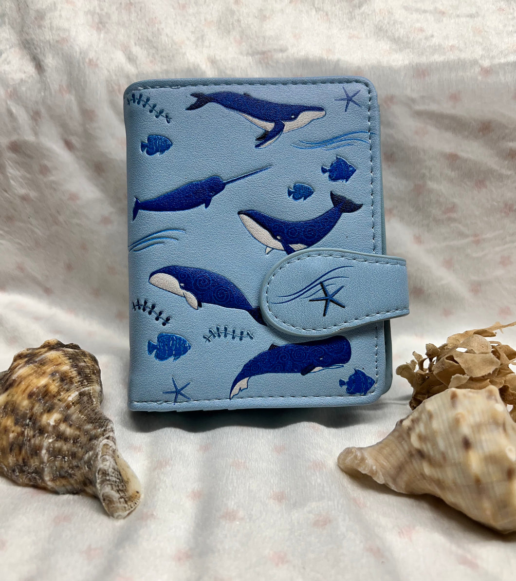 Small Women’s Wallet - Whales Blue