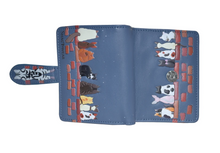 Load image into Gallery viewer, Small Women’s Wallet - Cats in a Row Slate Blue
