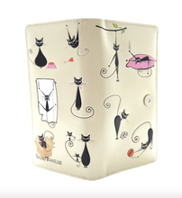 Load image into Gallery viewer, Large Women&#39;s Wallet - Yoga Cats White
