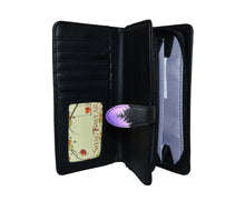 Load image into Gallery viewer, Large Women&#39;s Wallet - Cats in a Row Teal
